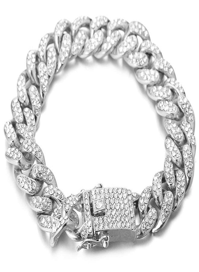 Halukakah Cat Collar - Carat - Iced Out Diamond Cuban Link Gold Chain for Cats & Kittens - Platinum Plated 9" Collar Size - for Decoration Only - Get Your Cat Catwalk Ready - Image 2