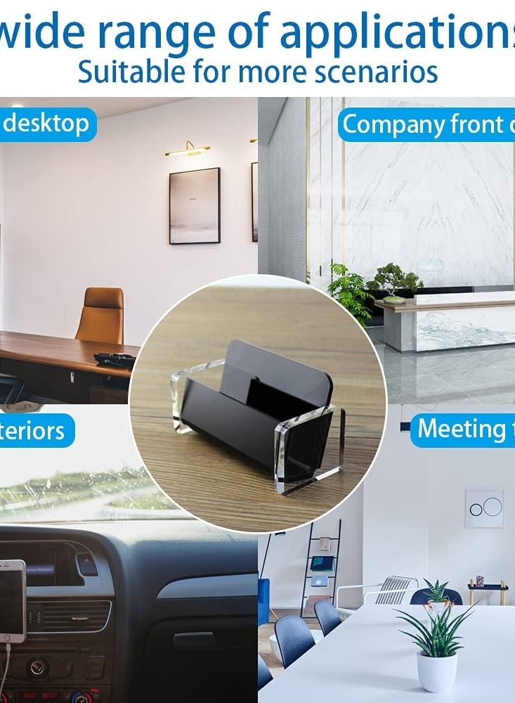 Generic Business Card Holder, Acrylic Business Card Holder for Office Desk, Transparent Business Card Display Holder, 1 Slot Holds About 30-50 Cards, Modern Organizer for Office Study Countertop, Desk (Black)  - Image 3