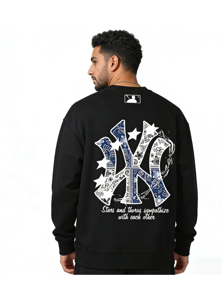 MLB New York Yankees Black Bandana Print Crewneck Sweatshirt - Image 5