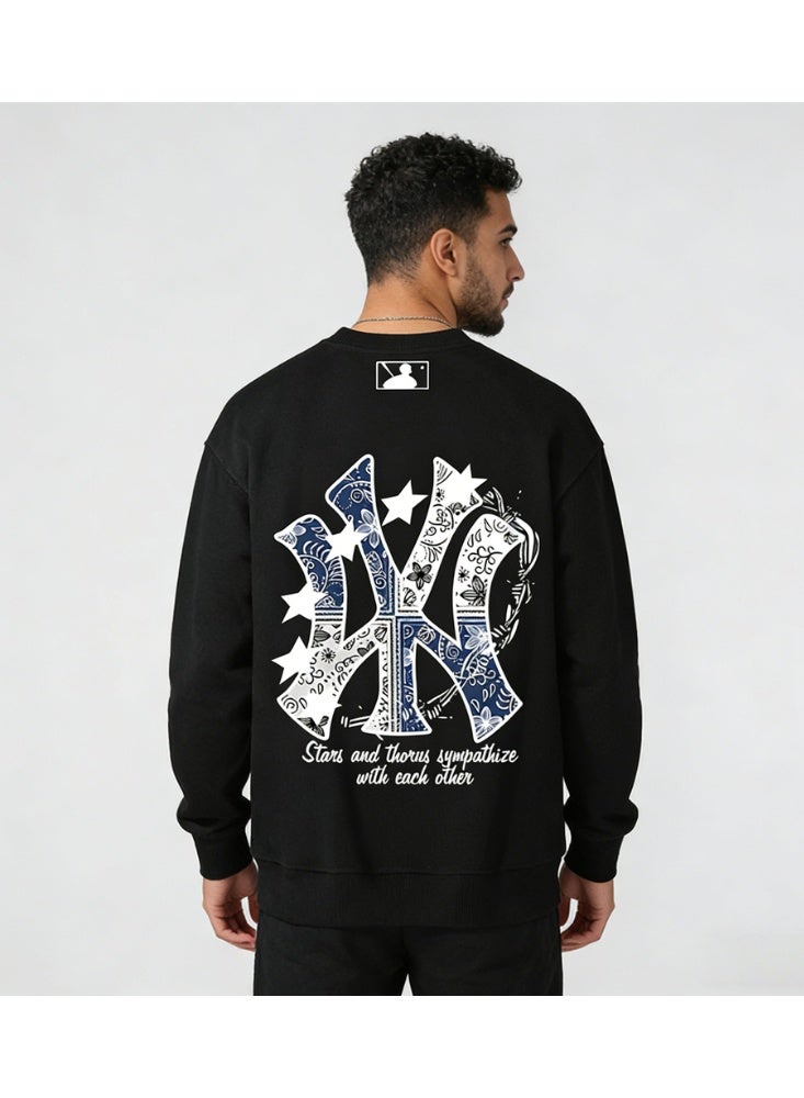 MLB New York Yankees Black Bandana Print Crewneck Sweatshirt - Image 2