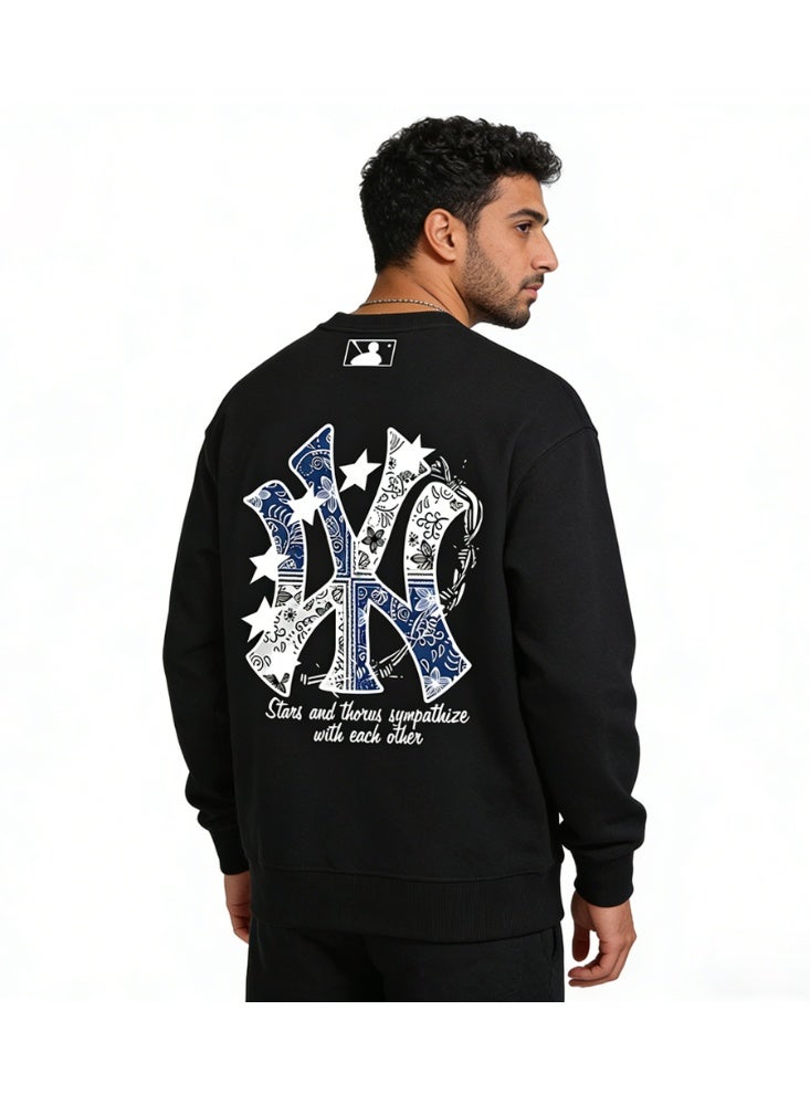 MLB New York Yankees Black Bandana Print Crewneck Sweatshirt - Image 3