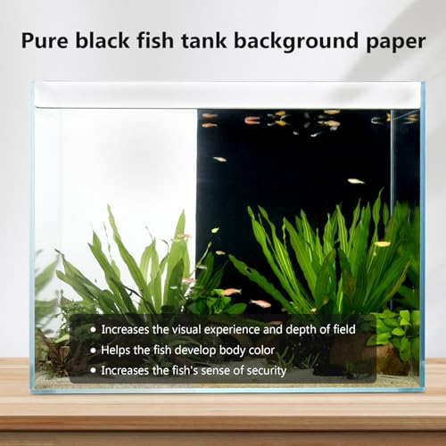 Hygger CO2 Aquarium Background Paper Decor Fish Tank Backdrop Wallpaper Electrostatic Adhesive, No Glue, Easy to Install, Reusable (17.7“H×47.2”L, Black) - Image 3