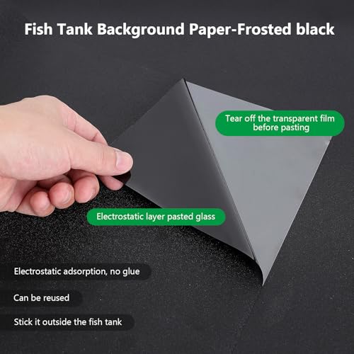 Hygger CO2 Aquarium Background Paper Decor Fish Tank Backdrop Wallpaper Electrostatic Adhesive, No Glue, Easy to Install, Reusable (17.7“H×47.2”L, Black) - Image 4