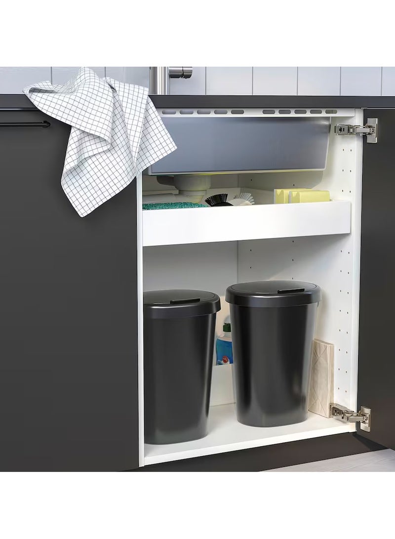 Waste Bin With Lid, Trash Bin, Garbage Bin Plastic Black, 8 Litter  - Image 3