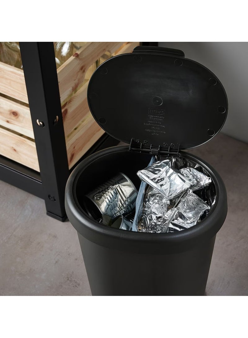 Waste Bin With Lid, Trash Bin, Garbage Bin Plastic Black, 8 Litter  - Image 4