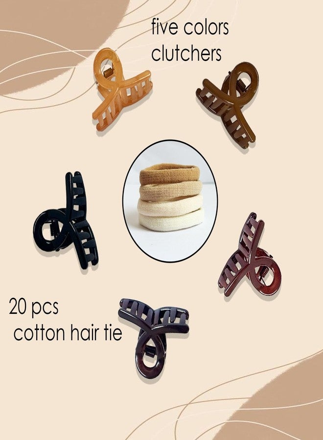 KARP Hair Clips for Women Girls 5 Pcs Clutcher With 20Pcs Rubber Band for Thin/Medium Fine Hair Non-Slip Tiny Claw Fits All Type Hair (K2537) - Image 5