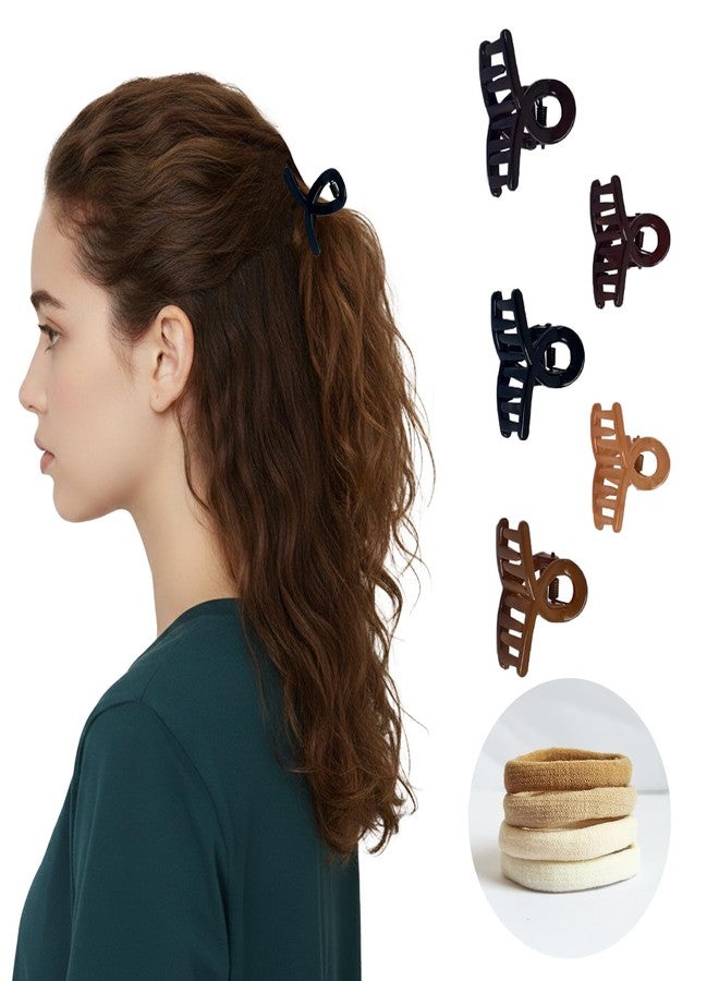 KARP Hair Clips for Women Girls 5 Pcs Clutcher With 20Pcs Rubber Band for Thin/Medium Fine Hair Non-Slip Tiny Claw Fits All Type Hair (K2537) - Image 1