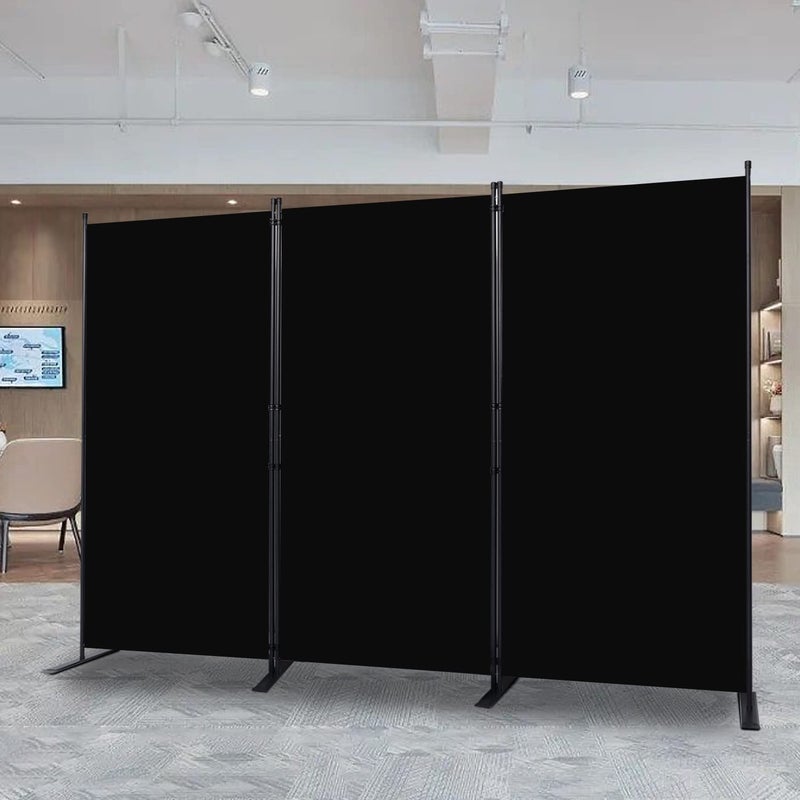 CHOSENM Room Divider 3 Panel Folding Privacy Screens with Wider Support Feet 6 Ft Portable Room Partition for Room Separator 102 W X 71 H Black