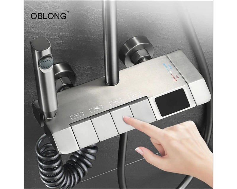OBLONG Digital Display 4 Function Shower Set Piano Shower Set Thermostat Shower System Wall Mixer Shower Panel Shower Tower Bath Shower Luxury Rainfall For Bathroom - Image 4