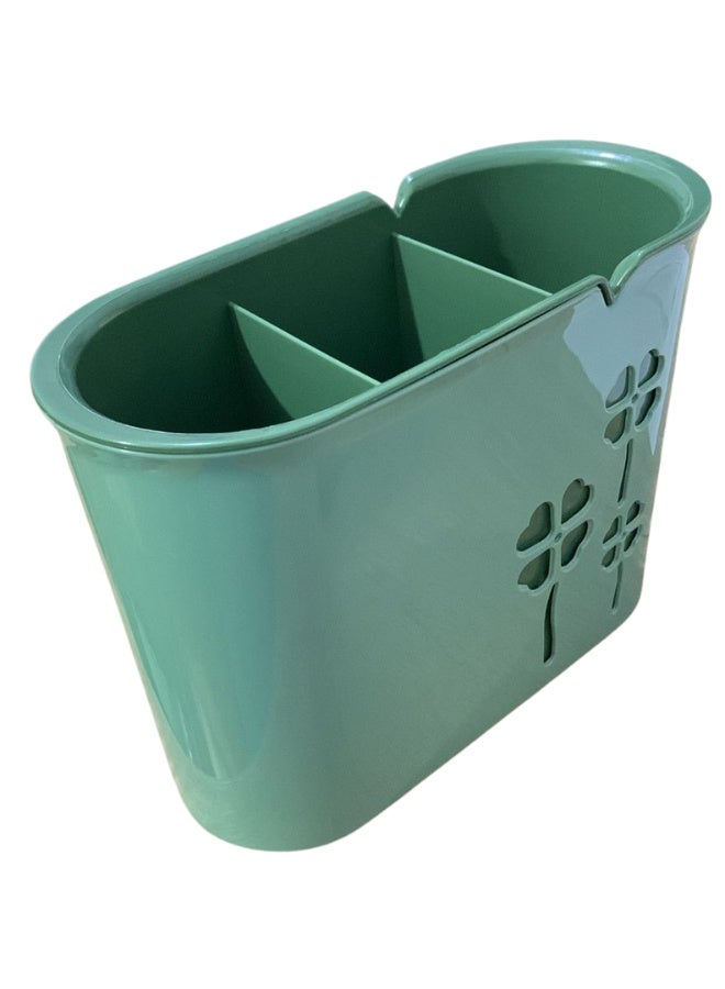 طقم منظم أدوات المطبخ – منظم أدوات مائدة بلاستيك آمن للطعام + حامل إسفنجة وحوض غسيل + حامل أدوات طهي للمطبخ – تصميم عصري لتخزين وتنظيم المطبخ - Image 3