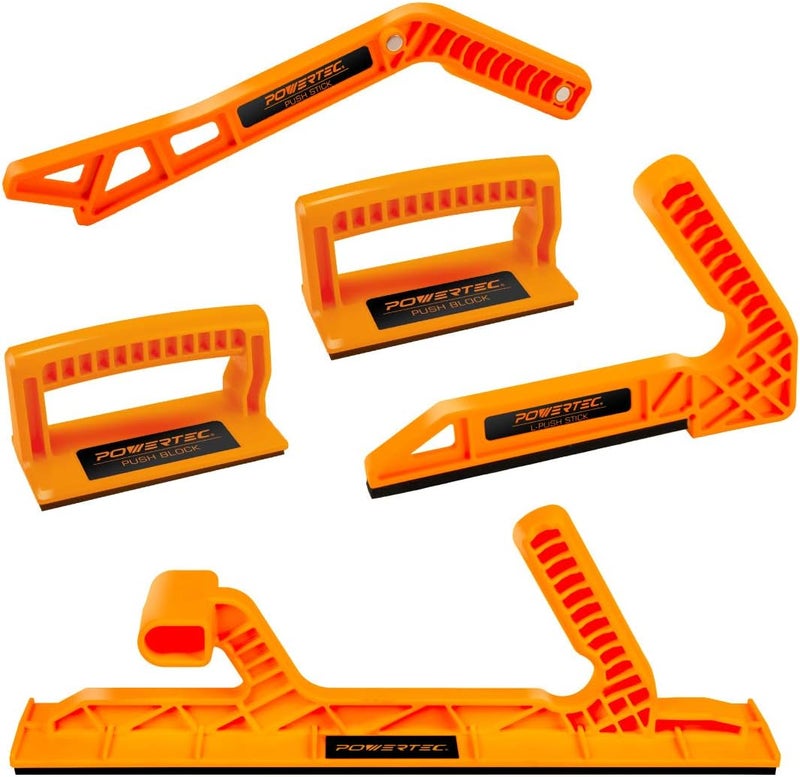 POWERTEC Push Stick & Push Block Set - 5 Piece Ergonomic Safety Kit for Woodworking - Image 1