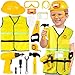 HUUIDY Construction Worker Costume for Kids Toddler Dress Up Clothes with Kids Tool Set Construction Vest Hat Helmet Light Electric Drill Toddler Costumes Pretend Play Toys for Boys Gift Age 4 - Image 3