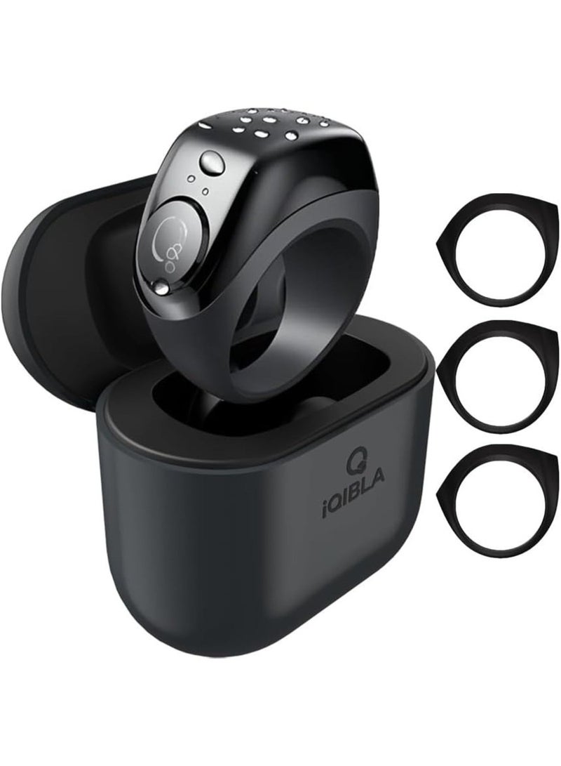 خاتم الذكر الذكي - جود | تسبيح ذكي 3 في 1 فليكس لايت لحساب الأذكار، مزود بثلاث مقاسات متوافقة (18 ملم / 20 ملم / 22 ملم) | الإصدار الأسود - Image 1