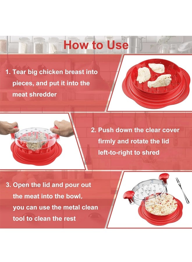 HOMESTAR Chicken Shredder Large Chicken Breast Shredder Tool Twist with Brush&Fork, Visible Meat Shredder Machine, Anti-Slip Strip, Ergonomic Handle, BPA Free, Suitable for Pork Beef Chicken - Image 5
