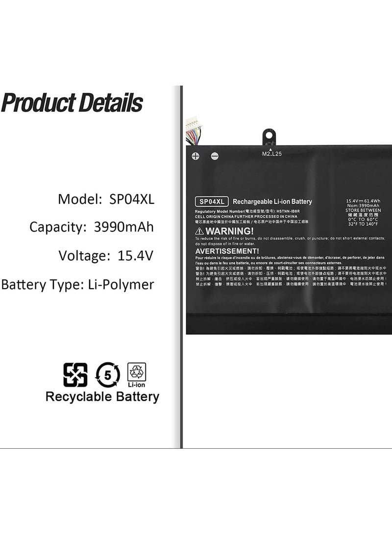Terabyte New 61.4Wh SP04XL battery is compatible with HP Spectre x360 13-ap000 series, including models like 13-ap0xxx and 13t-ap000. - Image 3