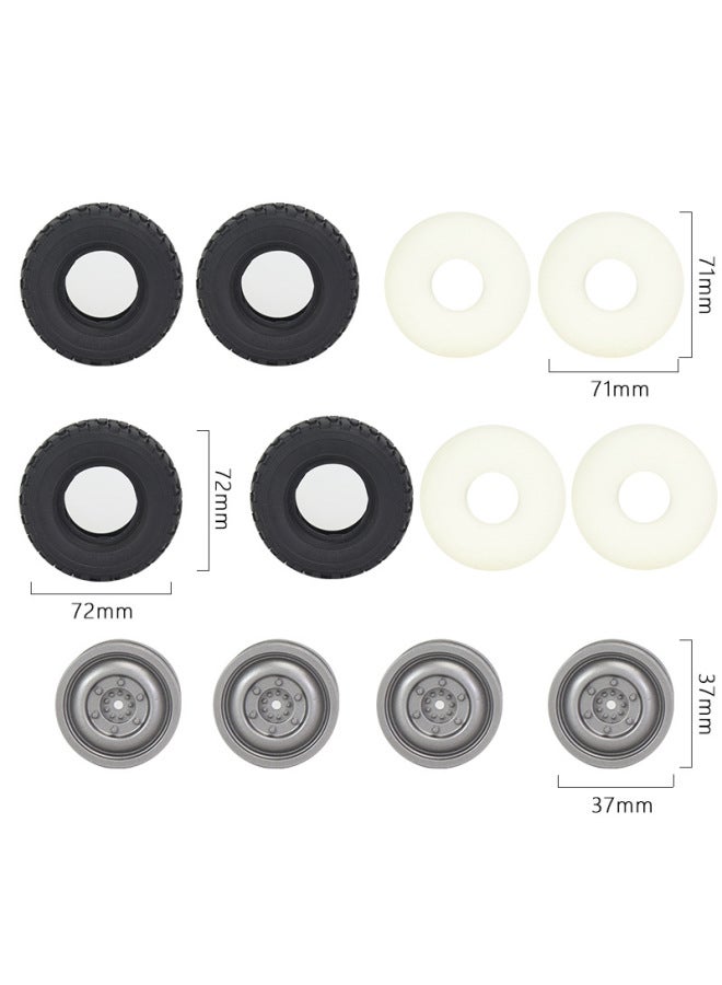 Remote Control Car Diy Upgrade Modification Climbing Off-road Model Vacuum Tire Set Accessories L0001-Color:L0001-1 Bulk Silver Super Soft Tire (4PCS)-Proportion:1:16 - Image 1