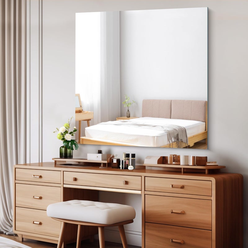 CILIBER Frameless Mirror, 42x42 Square Bathroom Mirrors for Wall, Large Frameless Vanity Mirror Over Sink with Polished Edge, 3mm Tempered Glass, Decorative for Bathroom, Bedroom and Living Room - Image 2
