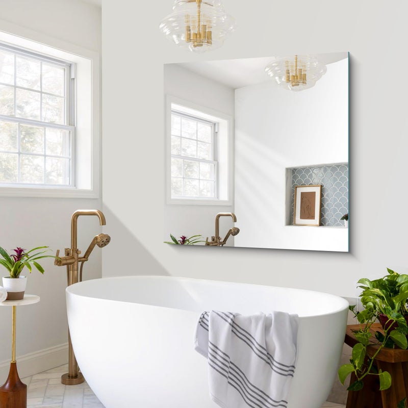 CILIBER Frameless Mirror, 42x42 Square Bathroom Mirrors for Wall, Large Frameless Vanity Mirror Over Sink with Polished Edge, 3mm Tempered Glass, Decorative for Bathroom, Bedroom and Living Room - Image 3
