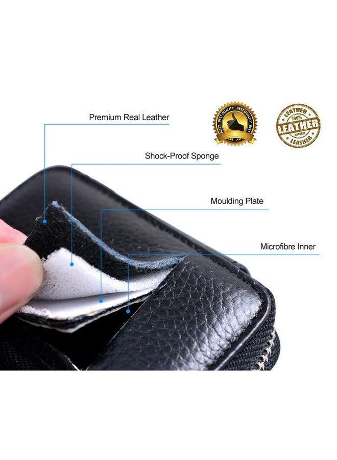 Buffway Car Key Case Genuine Leather Car Key Chain Keychain Holder Metal Hook And Keyring Zipper Bag For Remote Key Fob Black - Image 4