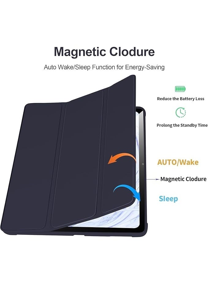 EVO Case Compatible with iPad (A16) 11th Generation 2025 / with Pencil Holder, Trifold Smart Cover with Soft TPU Back, Auto Wake/Sleep (Clear Blue) +Screen Protector Tempered Glass Film HD Full Coverage Easy Installation - Image 5