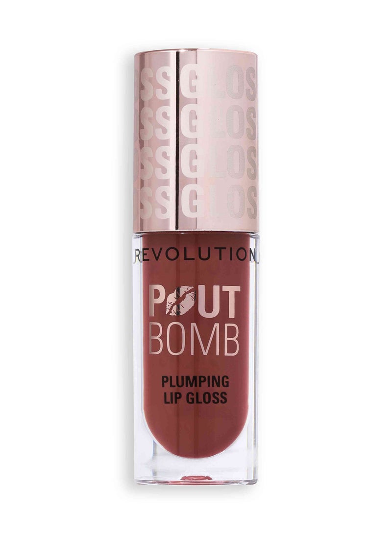 REVOLUTION Pout Bomb Plumping Gloss Cookie Deep Nude - Image 1