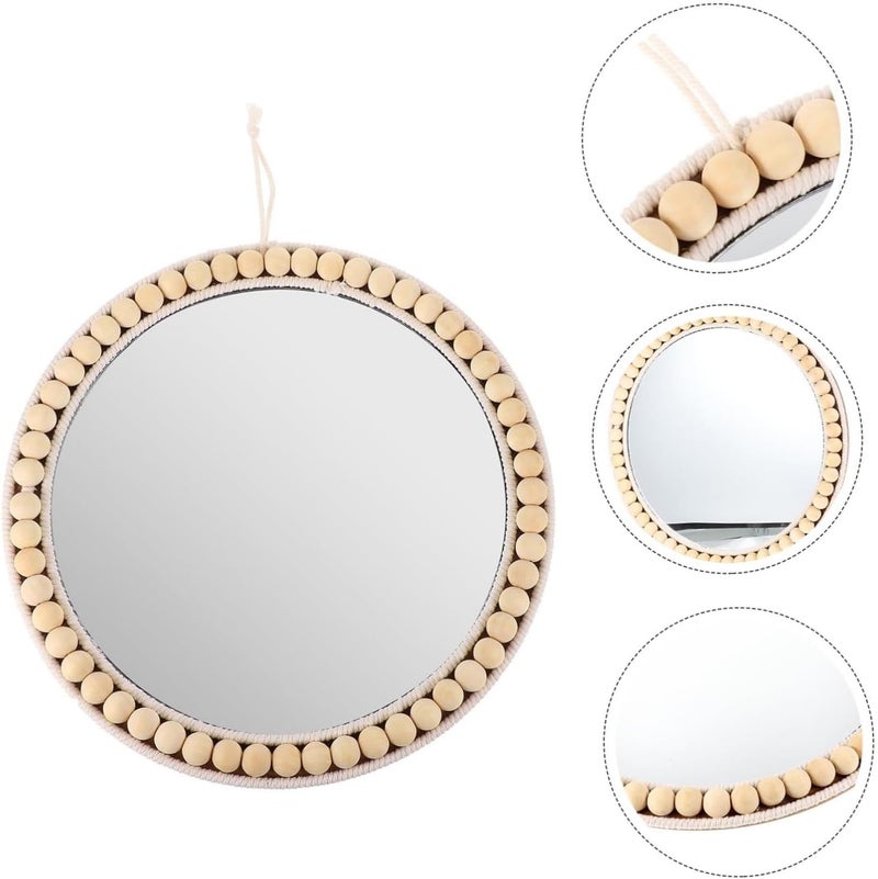 STOBAZA 1pc Cotton Rope Woven Hanging Mirror Decorative Makeup Mirror for Wall Art Handcrafted Vanity Accent Minimalist Style Home Decor Elegant Cotton Rope Design - Image 3