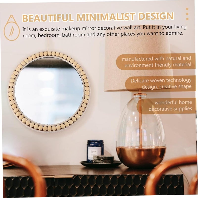 STOBAZA 1pc Cotton Rope Woven Hanging Mirror Decorative Makeup Mirror for Wall Art Handcrafted Vanity Accent Minimalist Style Home Decor Elegant Cotton Rope Design - Image 4