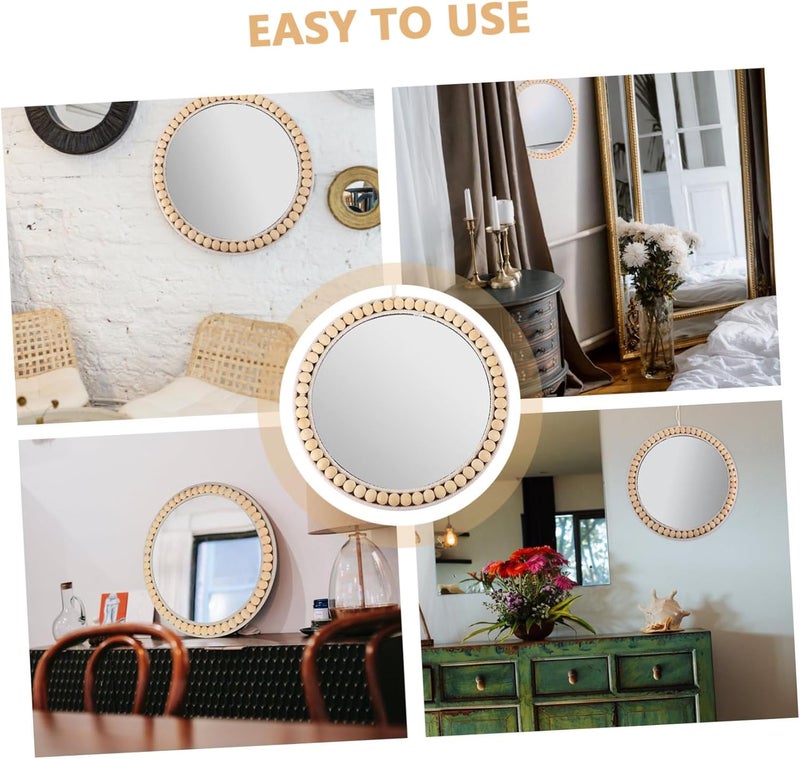 STOBAZA 1pc Cotton Rope Woven Hanging Mirror Decorative Makeup Mirror for Wall Art Handcrafted Vanity Accent Minimalist Style Home Decor Elegant Cotton Rope Design - Image 2