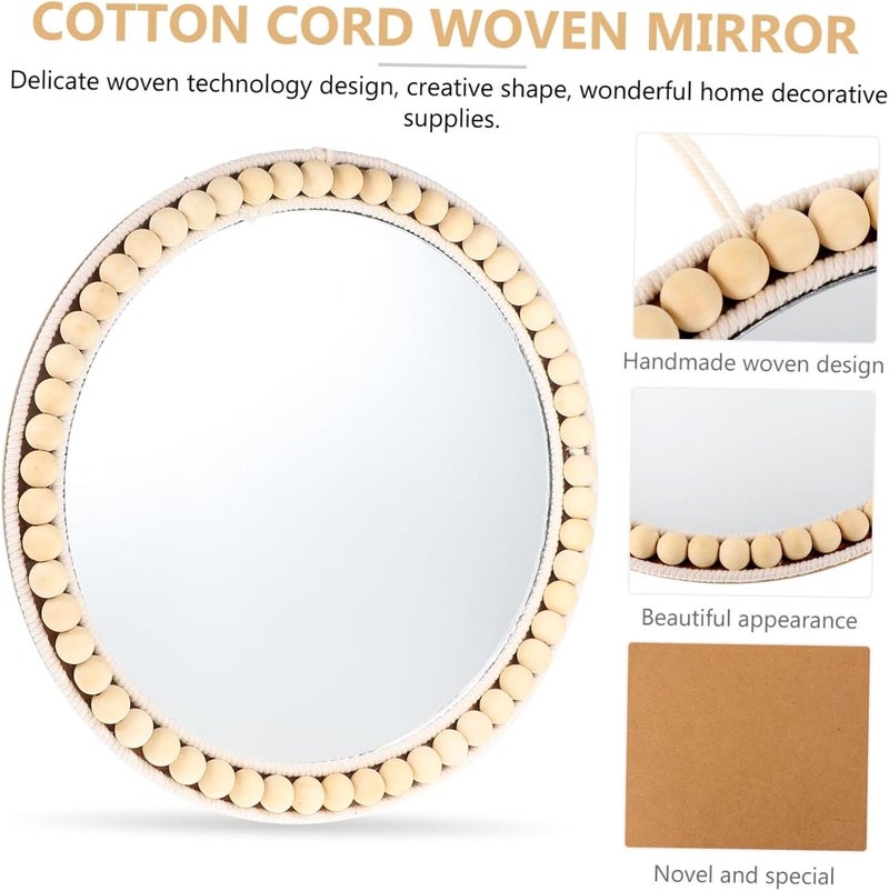STOBAZA 1pc Cotton Rope Woven Hanging Mirror Decorative Makeup Mirror for Wall Art Handcrafted Vanity Accent Minimalist Style Home Decor Elegant Cotton Rope Design - Image 5