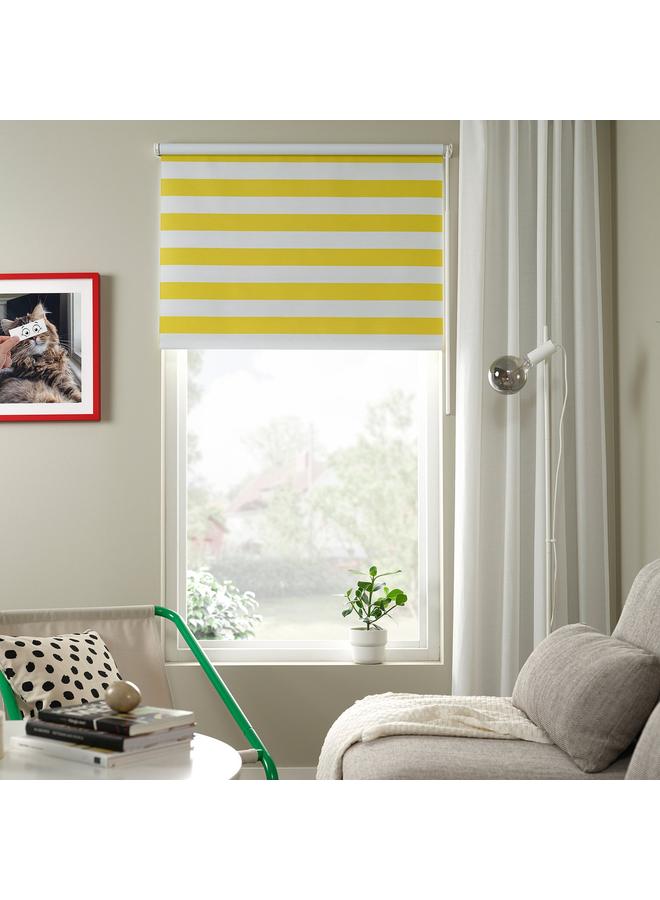 erorex Block-Out Roller Blind, White Yellow/Striped, 120X195 Cm - Image 4