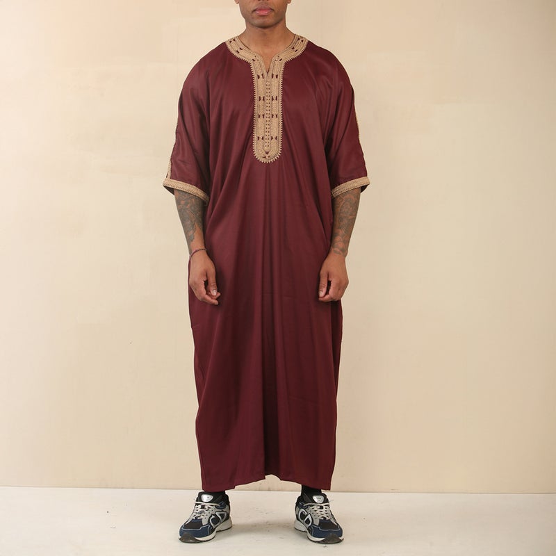 Men's Embroidered Long Kurta with Side Pockets - Image 5