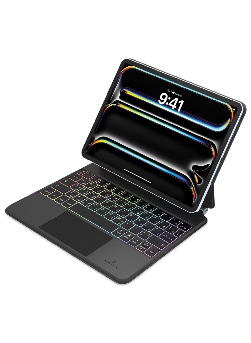 Smartix Detachable Wireless Keyboard with Trackpad for iPad Air 11" M2 & iPad Pro 11" (4th Gen) | English/Arabic Keys | Laptop-Style Keyboard Case with Kickstand | Bluetooth | Touchpad Gestures | iPadOS Shortcuts - Image 1