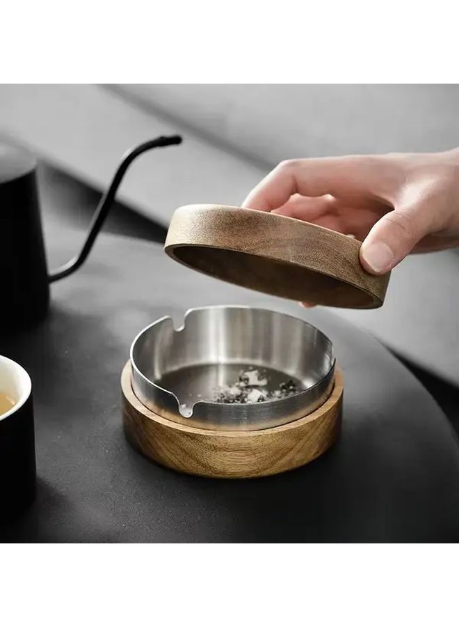 Stainless Steel Ashtray With Windproof Lid Spill Proof Heavy Duty For Car Home Office Patio - Image 4