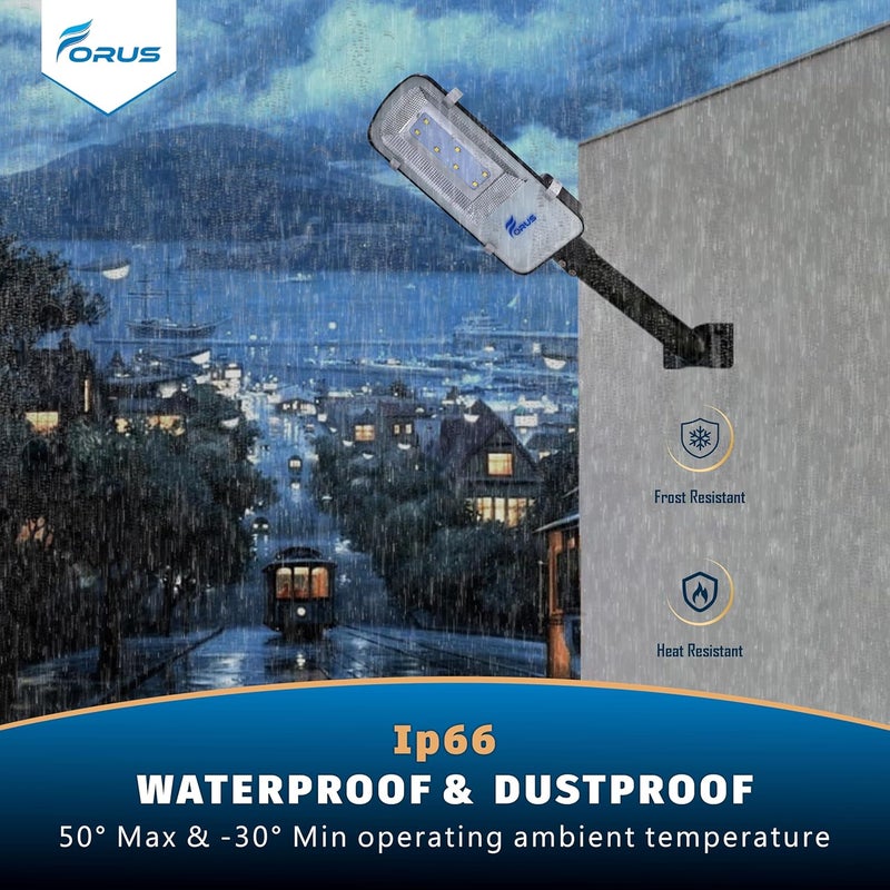 Forus LED Street Light 30W Waterproof IP66 Outdoor White Lamp for Home Garden Parking Lot Road Pathway Highway Warehouse Factory Yard Driveway Pole Mounted LED Streetlight 5 Years Warranty 1Pc - Image 4