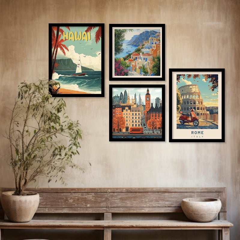 Kotart City View Wall Art Painting Modern Wall Frames For Home Dcor Office Living Room Poster With Frame Wall Decoration Painting Premium Art Framed Wall Painting For Home Dcor Set of 4 Art 1 Small 10x13 inch Framed - Image 4