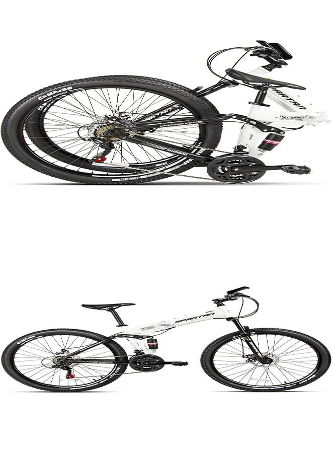 Spartan Alpha Dual Folding Bike | 26 Inch Wheel Size | 21 Speed Transmission | White Color  - Image 1