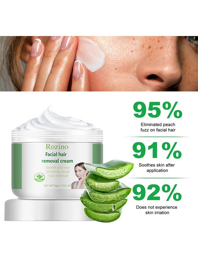 روزينو كريم إزالة الشعر من الوجه مع الألوة فيرا للوجه والجسم، مهدئ لطيف، فعال في الإصلاح (50 مل مزيلات الشعر) - Image 3