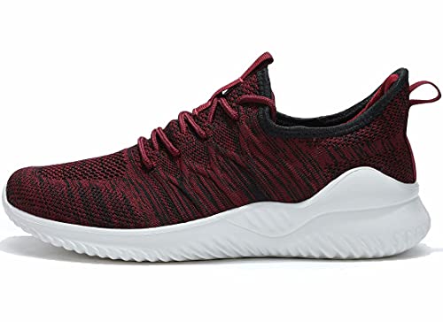 Socviis Mens Slip On Running Shoes Athletic Walking Trainers Lightweight Breathable Mesh Tennis Sneakers Wine Red - Image 3