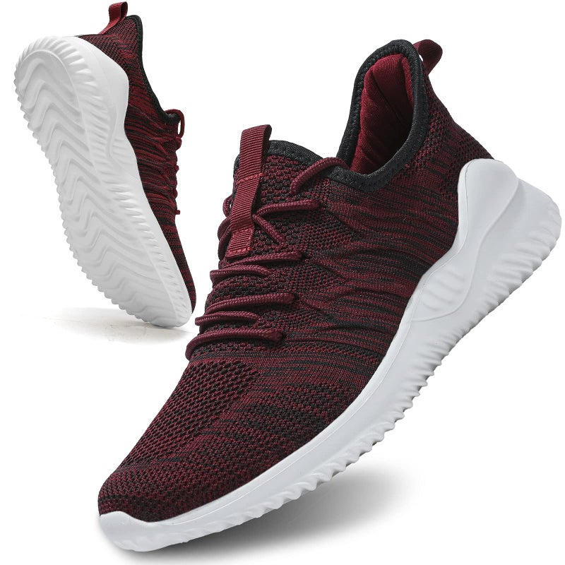 Socviis Mens Slip On Running Shoes Athletic Walking Trainers Lightweight Breathable Mesh Tennis Sneakers Wine Red - Image 2