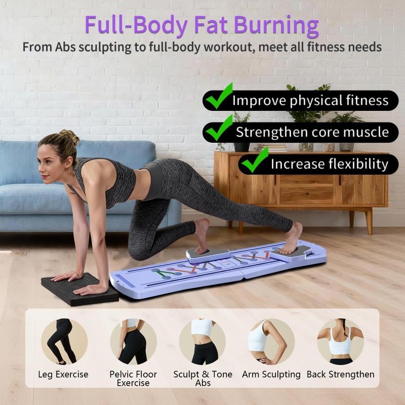 KVKVMO Pilates Board Pilates Reformer Set - Upgraded 7 in 1 Portable Pilates Board for Home Workout, Multifunctional Ab Trainer with Resistance Bands, Pilates Equipment for Women Full Body Workout - Image 2