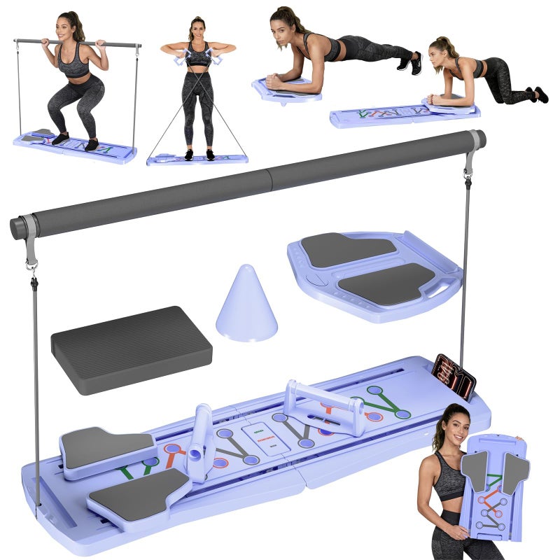 KVKVMO Pilates Board Pilates Reformer Set - Upgraded 7 in 1 Portable Pilates Board for Home Workout, Multifunctional Ab Trainer with Resistance Bands, Pilates Equipment for Women Full Body Workout - Image 1