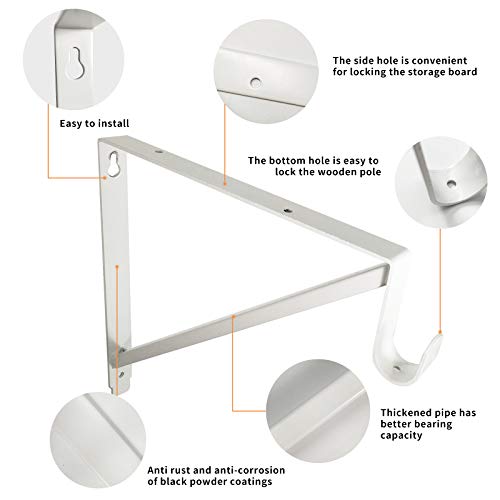 Homydom Heavy Duty Closet Shelf and Rod Brackets (White, 3 Pack) - Image 3