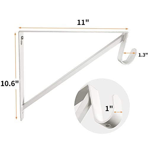 Homydom Heavy Duty Closet Shelf and Rod Brackets (White, 3 Pack) - Image 2