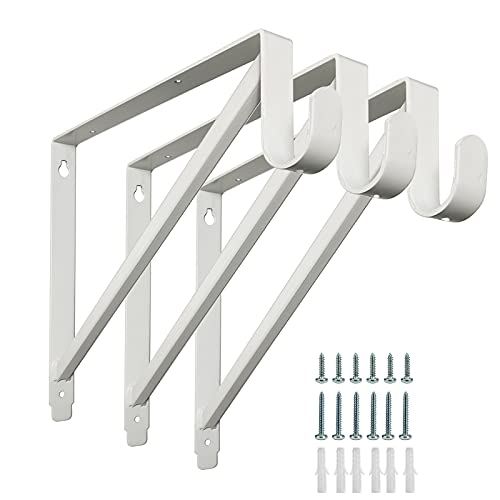 Homydom Heavy Duty Closet Shelf and Rod Brackets (White, 3 Pack) - Image 1