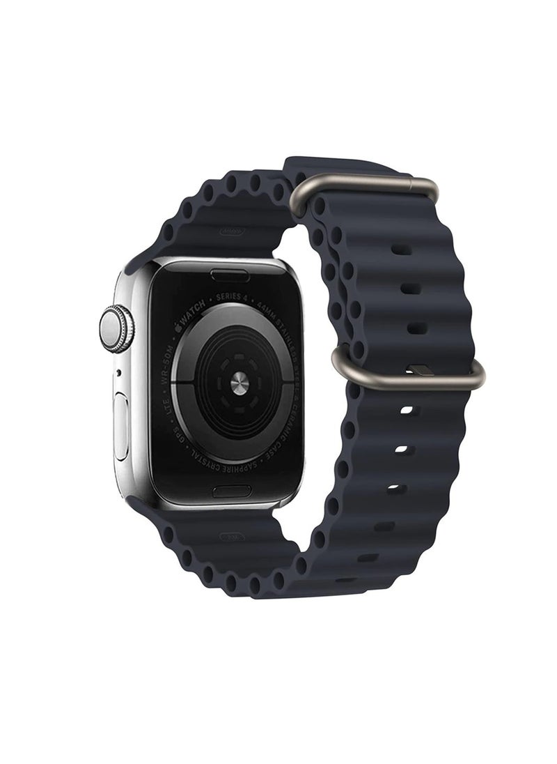 HEXABEX - Replacement Apple Watch Ultra Ocean Silicone Band Strap Compatible with 46mm/45mm/44mm/49mm for All Series Black - Image 1