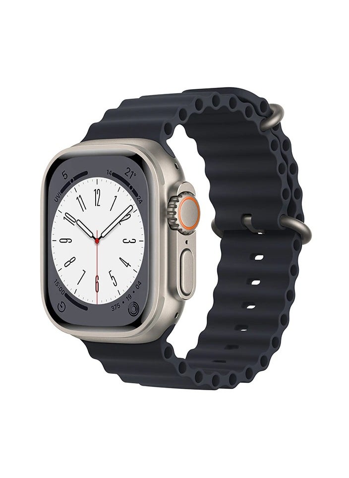 HEXABEX - Replacement Apple Watch Ultra Ocean Silicone Band Strap Compatible with 46mm/45mm/44mm/49mm for All Series Black - Image 1