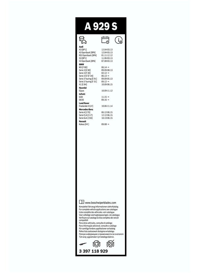 BOSCH A929S OE Specialty AeroTwin Car Wipers Set 24-19 Inches  - Image 2