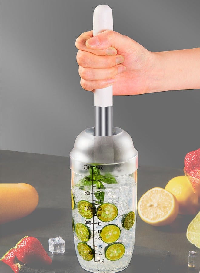 700 ml transparent blender shake bottle set - 4-piece detachable cups, equipped with stainless steel mashing rods | Suitable for crushing ice and processing fruits for lemon tea, watermelon and passion fruit beverages - Image 1