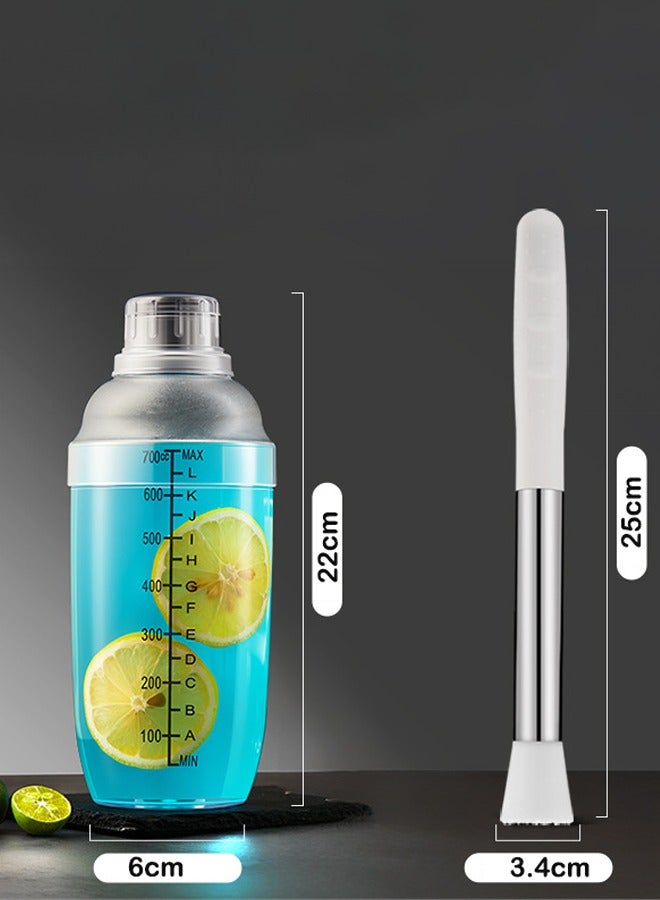 700 ml transparent blender shake bottle set - 4-piece detachable cups, equipped with stainless steel mashing rods | Suitable for crushing ice and processing fruits for lemon tea, watermelon and passion fruit beverages - Image 2