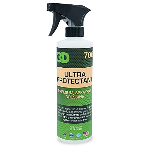 3D Ultra Protectant Tire Shine Spray WaterBased High Gloss Tire Dressing Long Lasting UV Protection for Rubber Vinyl No Sling Made in USA 16 oz